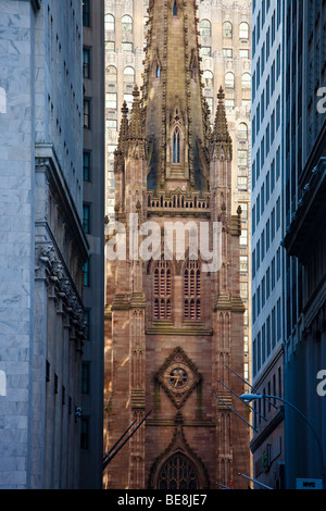 Trinity Church on Wall Street in downtown Manhattan New York City Stock Photo