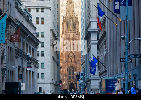 Trinity Church on Wall Street in downtown Manhattan New York City Stock Photo