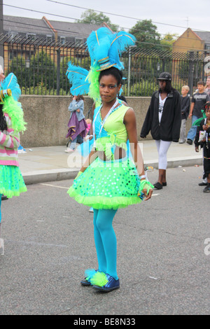 The girl with her colorful costum from nothing hill carnival Stock Photo