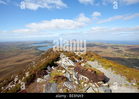 The view from the top of diamond Hill in the Connemara national Park Stock Photo