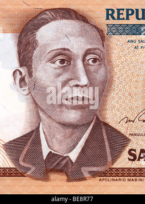Philippine 10 Peso Banknote, Apolinario Mabini Portrait. Stock Photo