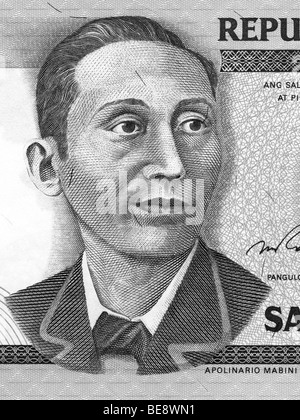 Philippine 10 Peso Banknote, Apolinario Mabini Portrait. Stock Photo