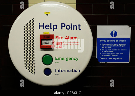 Help Point aid station on a subway platform, Hyde Park Corner station, London, England, United Kingdom, Europe Stock Photo