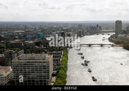 View from the Millennium Wheel above the River Thames, London Eye, Ferris Wheel, London, England, United Kingdom, Europe Stock Photo