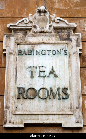 ITALY Rome Lazio Wall sign for Babington's Tea Rooms in Piazza di Spagna at foot of Spanish Steps serving English food to exiles Stock Photo