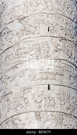 ITALY Rome Lazio Detail of Emperor Trajan's Column with scenes of his victorious military campaigns carved into the marble Stock Photo