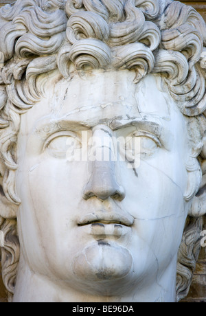 ITALY Rome Lazio Vatican City Museum Head and face detail of the marble statue of Caesar Augustus in the Cortile della Pigna Stock Photo