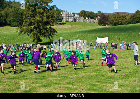 Re-enactment of the traditional 'Carterhaugh Ba Game' at Bowhill House, Selkirk, Scotland - a Homecoming 2009 Event Stock Photo