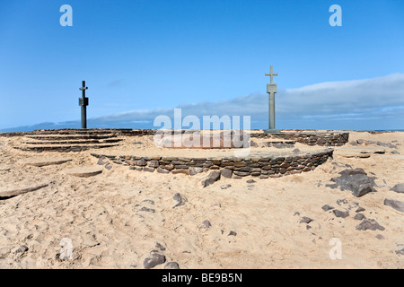 Memorials at Cape Cross on the Skeleton Coast of Namibia Stock Photo