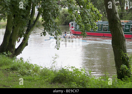 Rowers on the river avon evesham worcestershire england uk Stock Photo