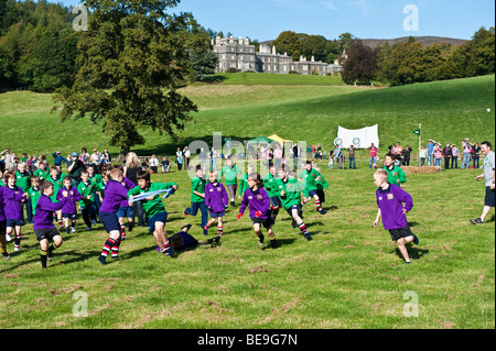 Re-enactment of the traditional 'Carterhaugh Ba Game' at Bowhill House, Selkirk, Scotland - a Homecoming 2009 Event Stock Photo