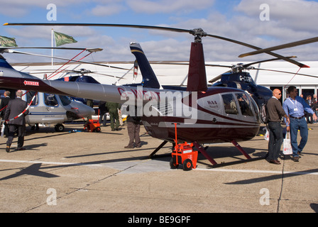 Robinson R44 Raven II Helicopter G-WEAT at Helitech Trade Show Duxford Cambridgeshire England United KIngdom UK Stock Photo