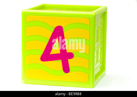 Number 4 Plastic Childrens Building Block Stock Photo