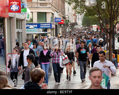 People shopping in busy Oxford Street London. Stock Photo