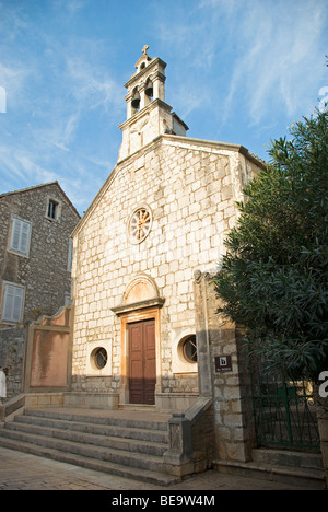 Croatia; Hrvartska; Kroatien, Hvar Island; Strai Grad, ancient church, St Roko, along waterfront Stock Photo