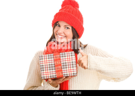 Young girl with gift boxes isolated Stock Photo - Alamy