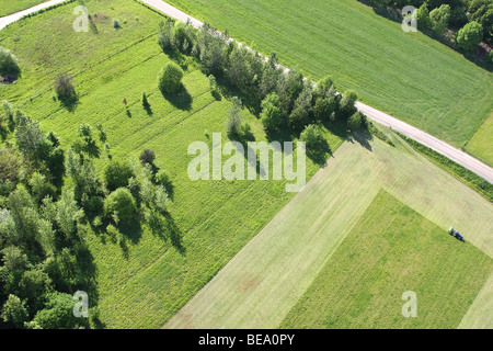 Bossen, akkers en graslanden vanuit de lucht, Belgi Forests, fields and grasslands from the air, Belgium Stock Photo