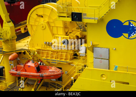 Oil rig supply boat, Aberdeen harbour, Scotland Stock Photo