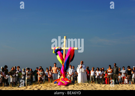 Arcachon Bay (33): 'Croisière de la Foi' pilgrimage at the Arguin Sandbank Stock Photo