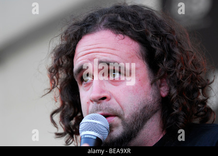 Lead singer Nick Taylor-Stokes of band Vallenbrosa performing live at Butserfest 2009, Queen Elizabeth Country Park... Stock Photo