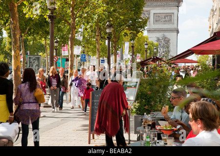 Cafes on the Champs Elysees in Paris Stock Photo