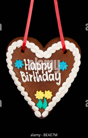 A lebkuchen with Happy Birthday written on it Stock Photo