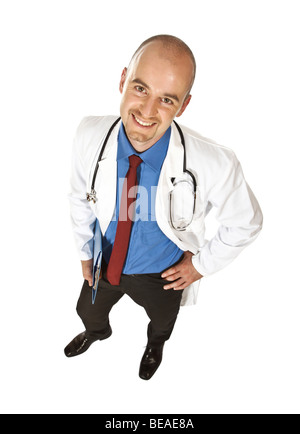 isolated young caucasian doctor view from above Stock Photo