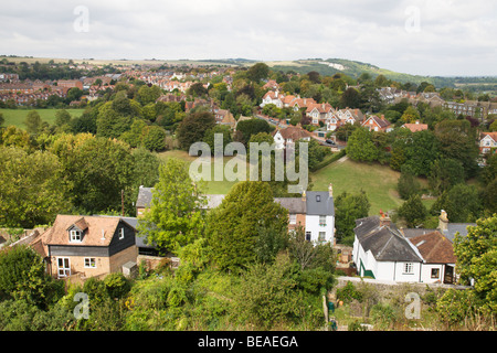 A view from the tower of Lewes Castle, Sussex, England, UK. Stock Photo