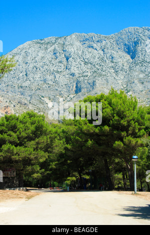 Biokovo mountains seen from Campsite Dole in Zivogosce, Croatia Stock Photo