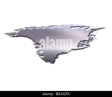 Greenland 3d silver map Stock Photo