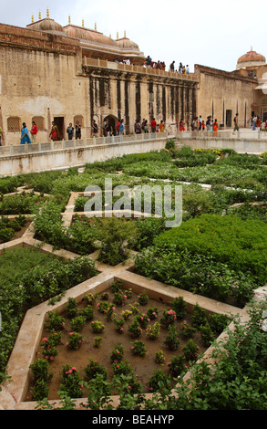 amber fort, located in amber, Jaipur, Rajasthan state, India. Inside garden view Stock Photo