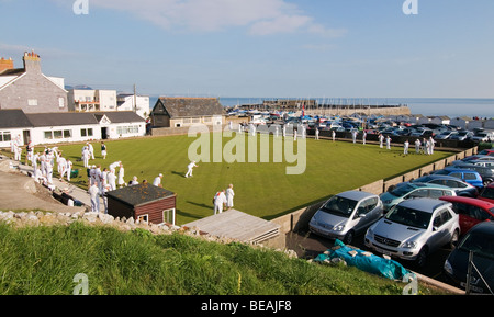 A late Summers afternoon at Lyme Regis Bowling Club Stock Photo