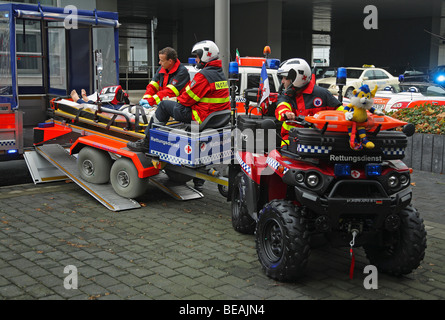 Demonstration of a medical rescue quad, Duesseldorf, Germany Stock Photo