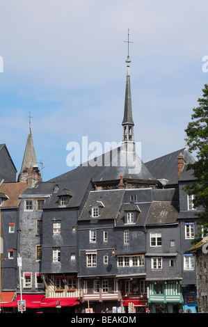 Honfleur. Houses facade at Harbour. Calvados province. Normandy. France. Stock Photo