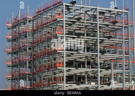 Steel framed building under construction which is part of the university of Suffolk campus on the Ipswich waterfront. Stock Photo
