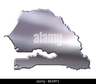 Senegal 3d silver map Stock Photo