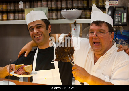 Smoked Meat Sandwhich at Schwartz's Restaurant is famous in Montreal Canada Stock Photo