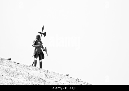 Suit of armour against sky in Rhodes Old Town , Rhodes , Dodecanese , Greece Stock Photo