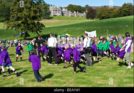 Re-enactment of the traditional 'Carterhaugh Ba Game' at Bowhill House, Selkirk, Scotland - a Homecoming 2009 Event Stock Photo