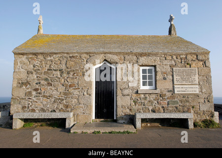 The Chapel of St Nicholas in St Ives overlooking Porthmeor Beach Stock Photo