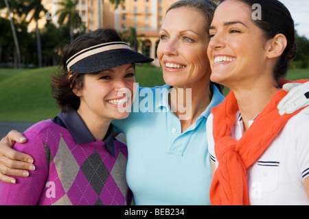 Three golfers smiling, Biltmore Golf Course, Biltmore Hotel, Coral Gables, Florida, USA Stock Photo