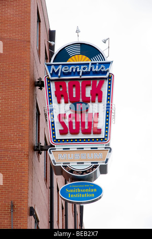 Memphis Rock & Soul Museum sign, Memphis, Tennessee, USA Stock Photo