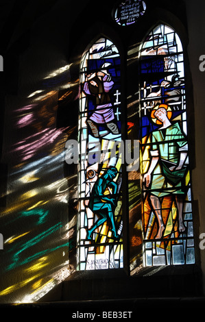 Stained glass window, St. Mary Magdalene Church, Shearsby, Leicestershire, England, UK Stock Photo