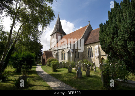 The Saxon Bosham Church of the Holy Trinity, near Chichester, West Sussex. King Canute's daughter is buried here. Stock Photo