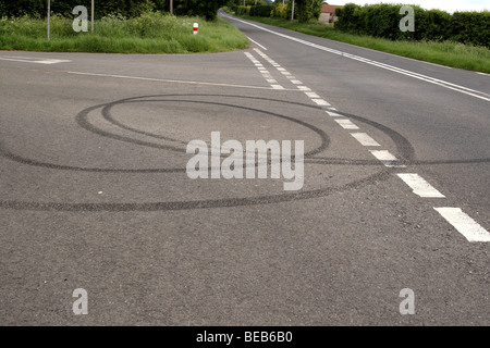 Skid marks left by bored teen drivers at play Stock Photo