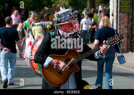 One man band performing at Ironbridge World Heritage Festival Weekend Shropshire Stock Photo