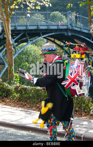 One man band performing at Ironbridge World Heritage Festival Weekend Shropshire Stock Photo