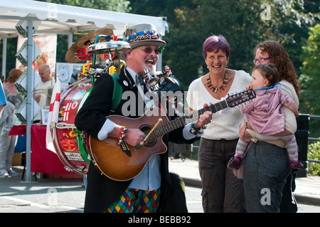 One man band performing at Ironbridge World Heritage Festival Weekend Shropshire Stock Photo