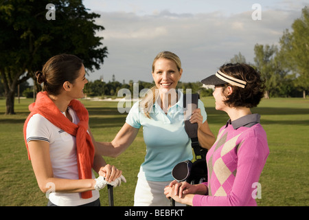 Three golfers in a golf course, Biltmore Golf Course, Coral Gables, Florida, USA Stock Photo