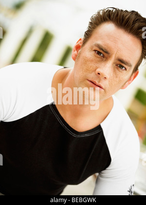 Portrait of a young man looking serious Stock Photo